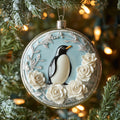 Pastel Petal Penguin Mica Ornament