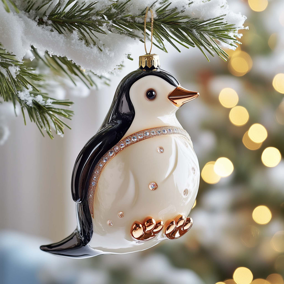 Jeweled Penguin Christmas Mica Ornament