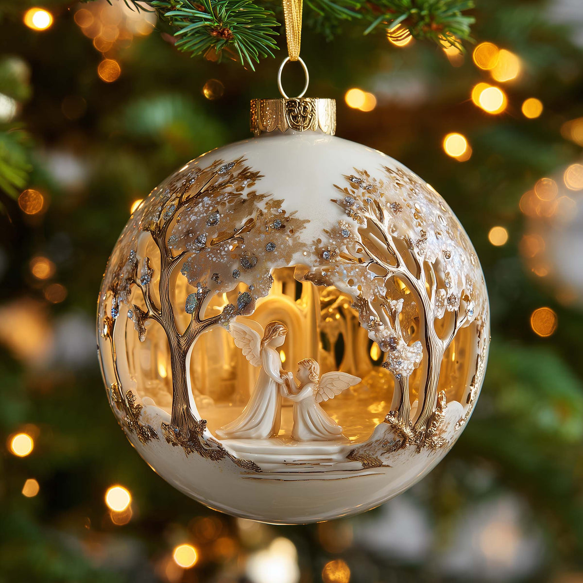 Angel Diorama Christmas Mica Ornament