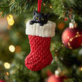 Snug Tabby Cat in Fur Boot Christmas Mica Ornament