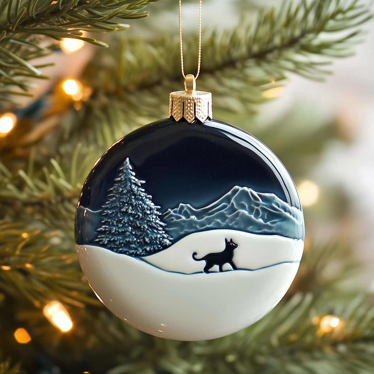 Winter Snowdrift Calico Kitten Christmas Mica Ornament