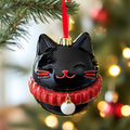 Jingle Bell Striped Tabby Kitty Christmas Mica Ornament