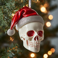 Festive Santa Skull Skeleton Christmas Mica Ornament