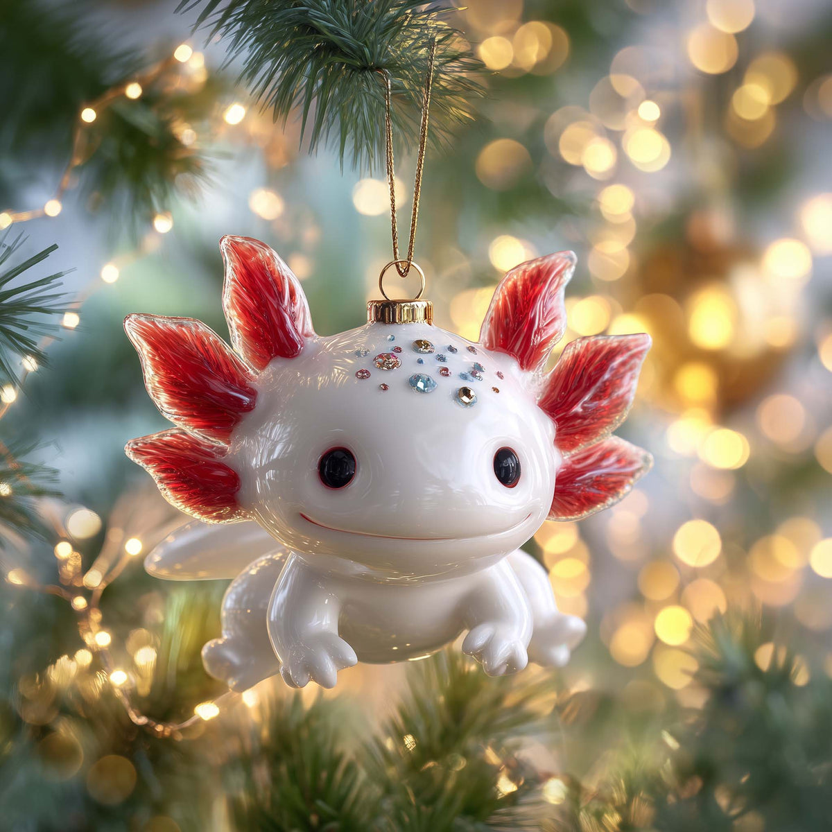 Sapphire Water Dragon Hatchling Christmas Mica Ornament