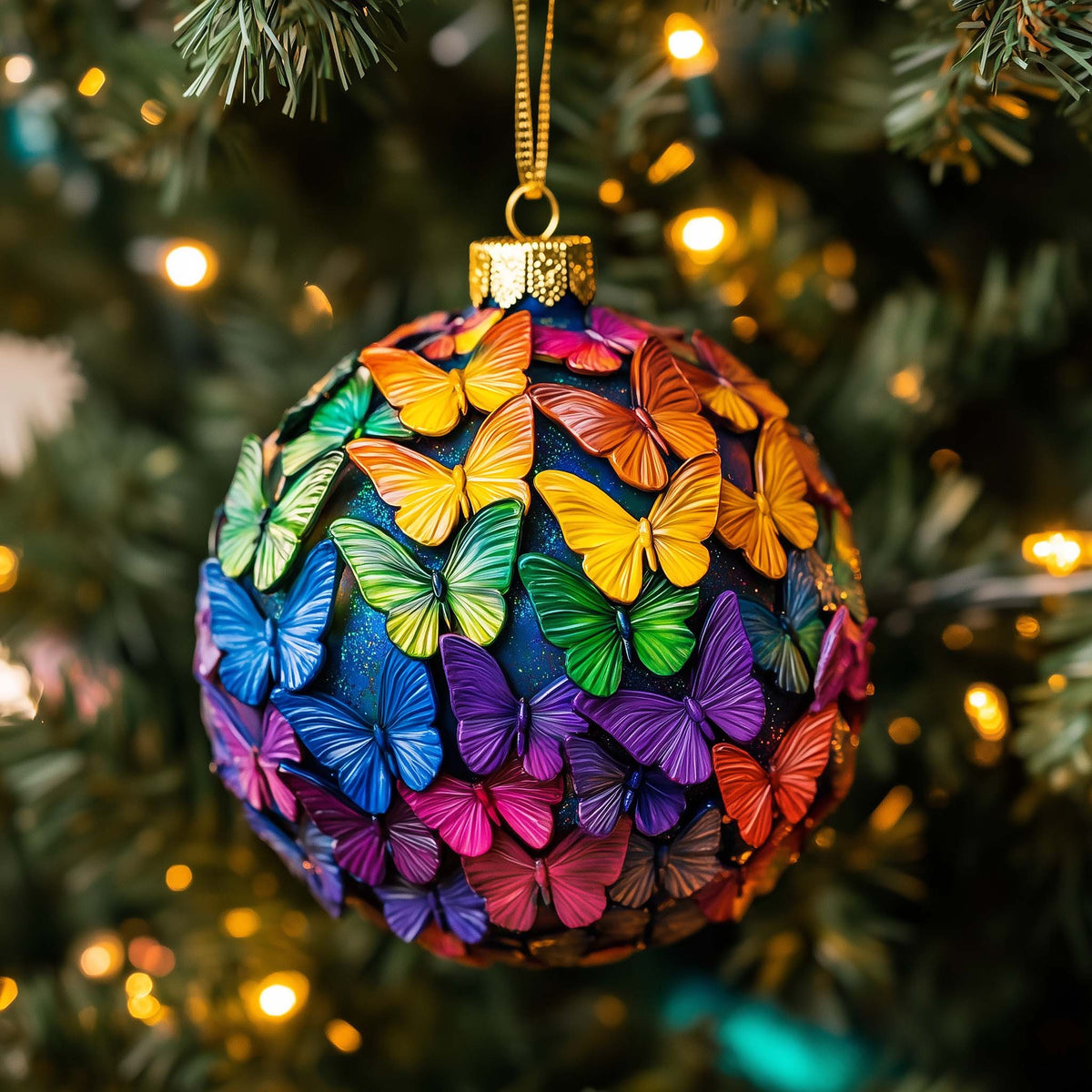 Rainbow Cluster Christmas Mica Ornament
