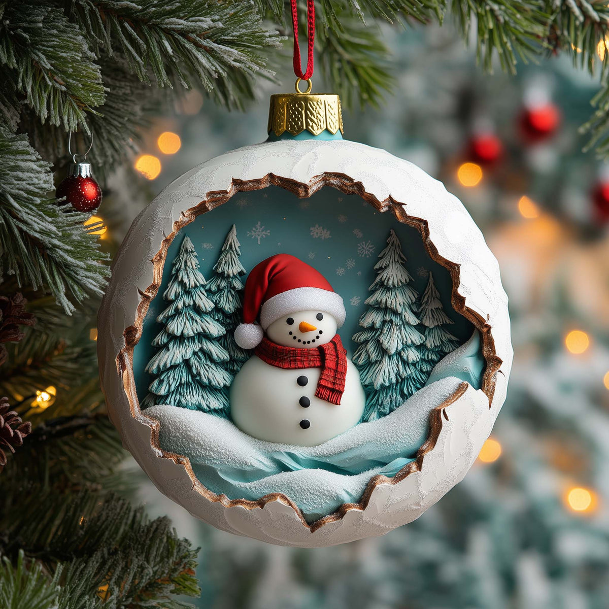 Snowman Diorama Christmas Mica Ornament