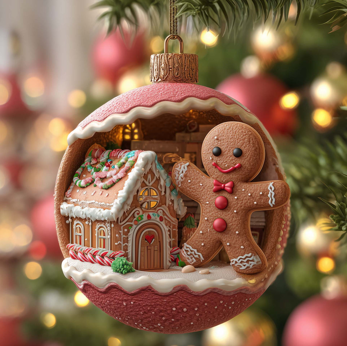Gingerbread House Christmas Mica Ornament