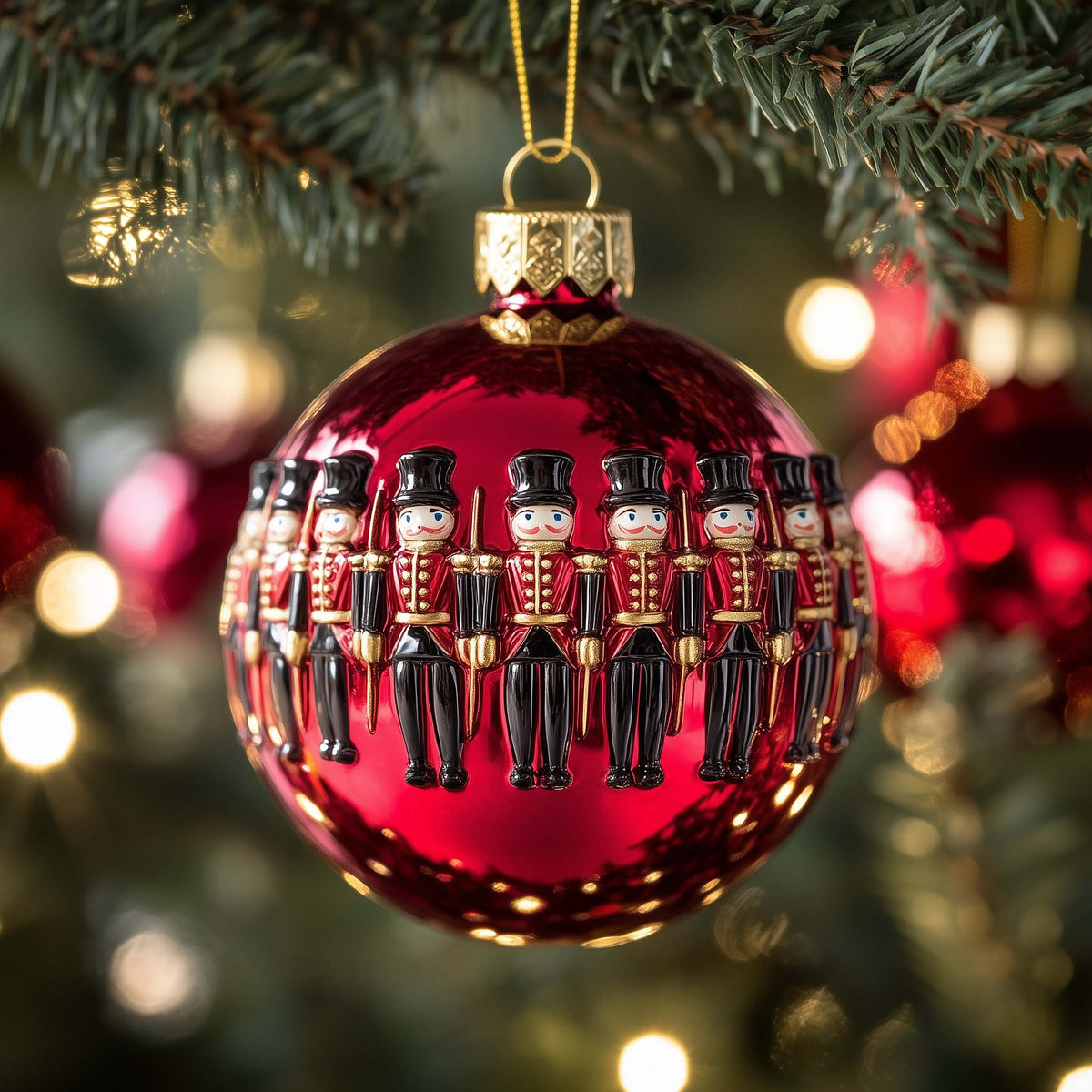 Nutcracker Soldier Sphere Glass Christmas Mica Ornament