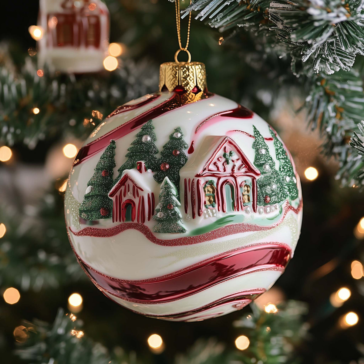 Gingerbread Swirl Christmas Mica Ornament