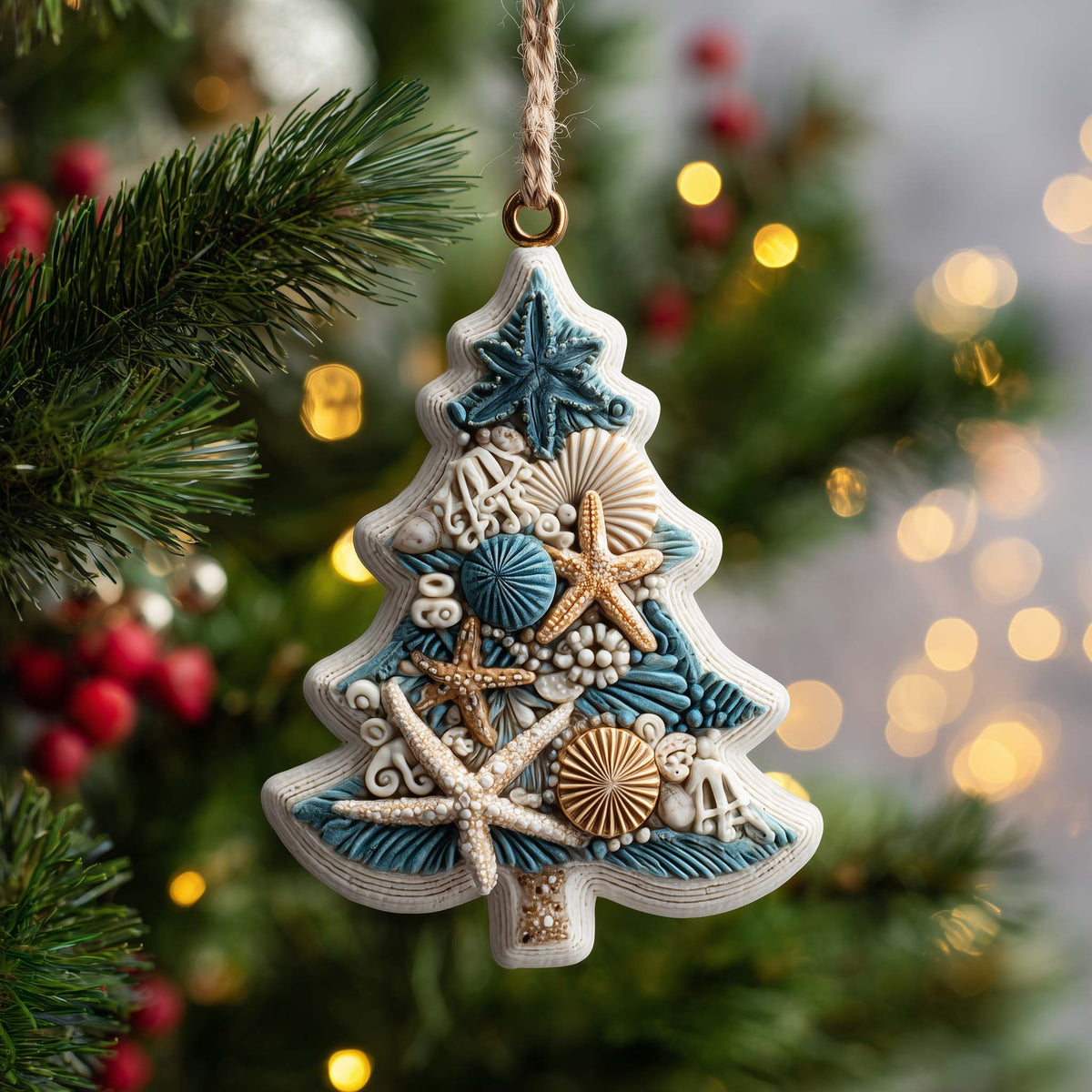 Seaside Driftwood Evergreen Mica Ornament