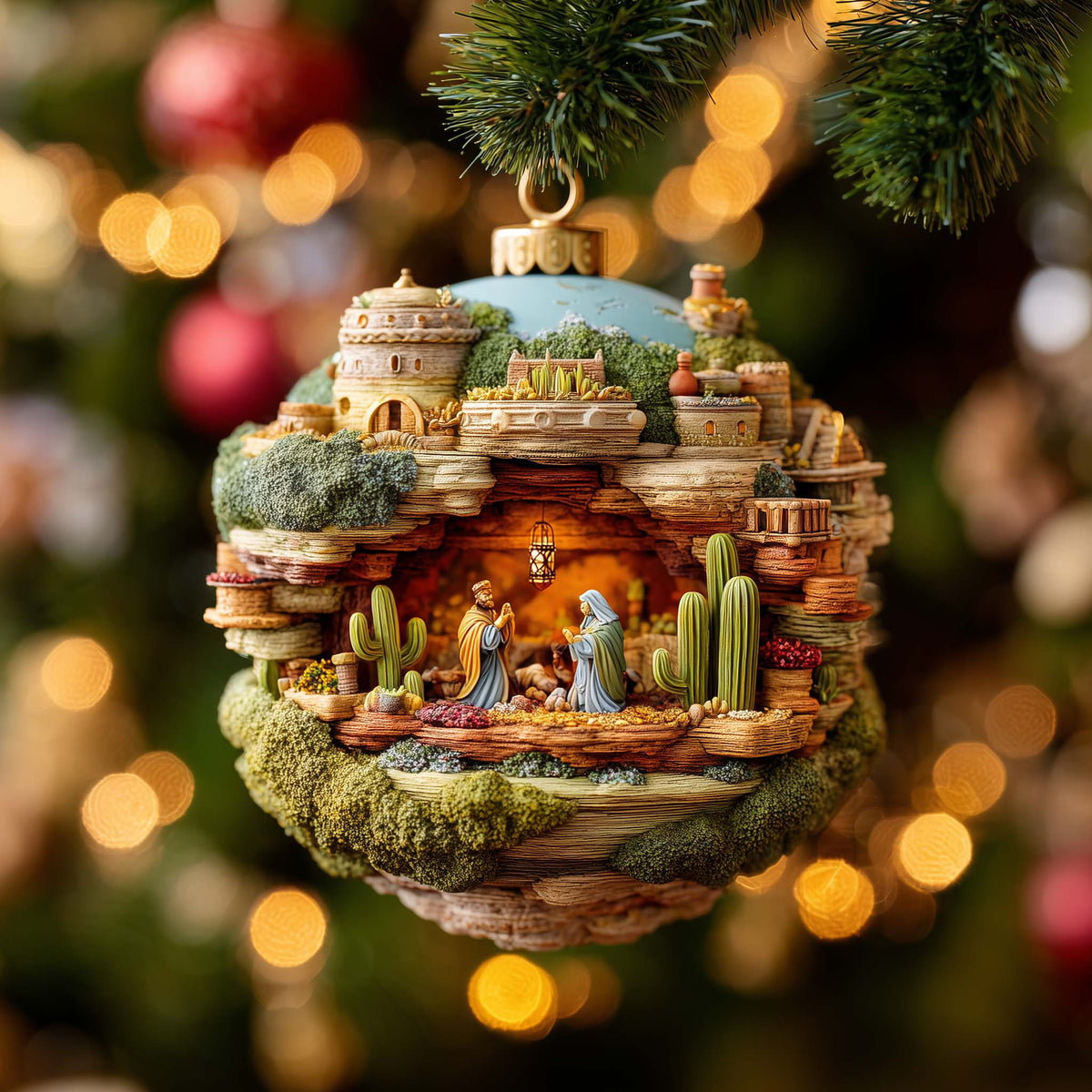 Holy Family Bethlehem Nativity Scene Christmas Mica Ornament