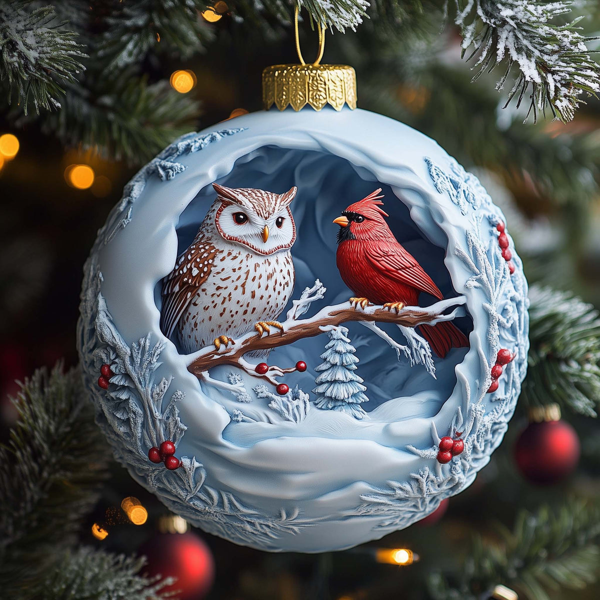 Winter Birds Christmas Mica Ornament