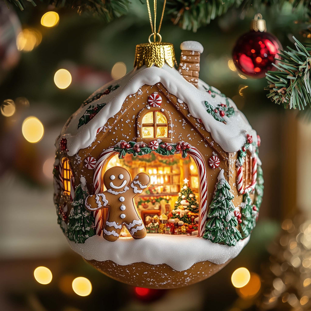 Gingerbread Home Christmas Mica Ornament