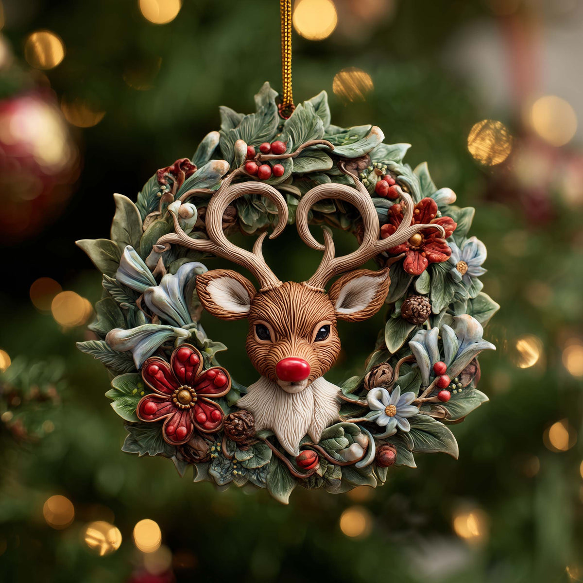 Botanical Antler Caribou Mica Ornament