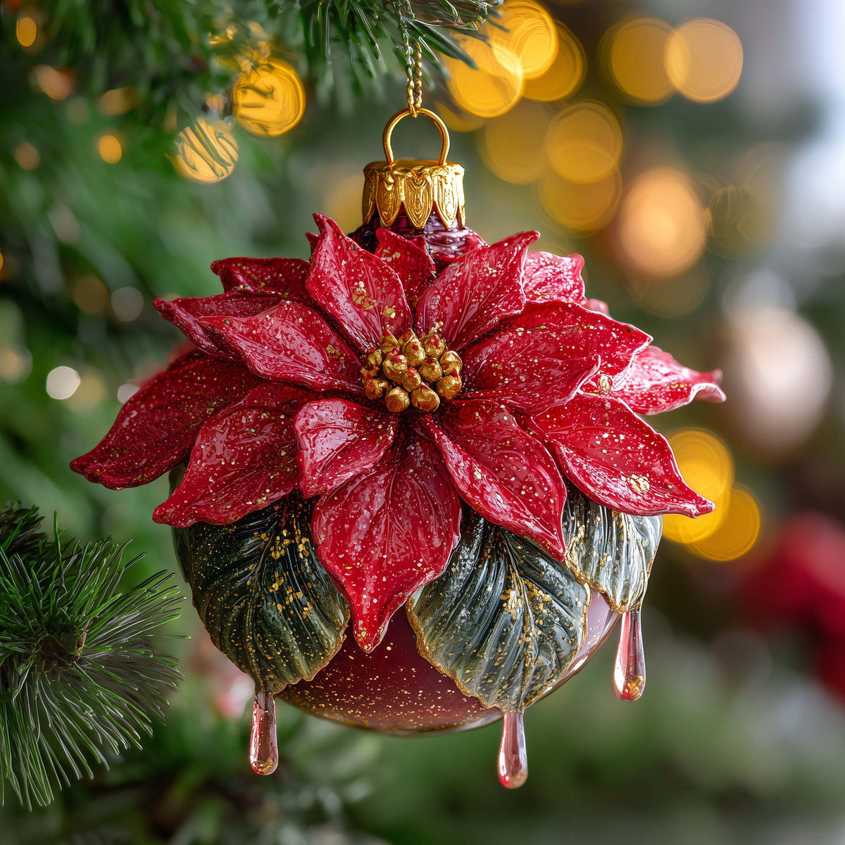 Scarlet Blossom Flora Mica Ornament