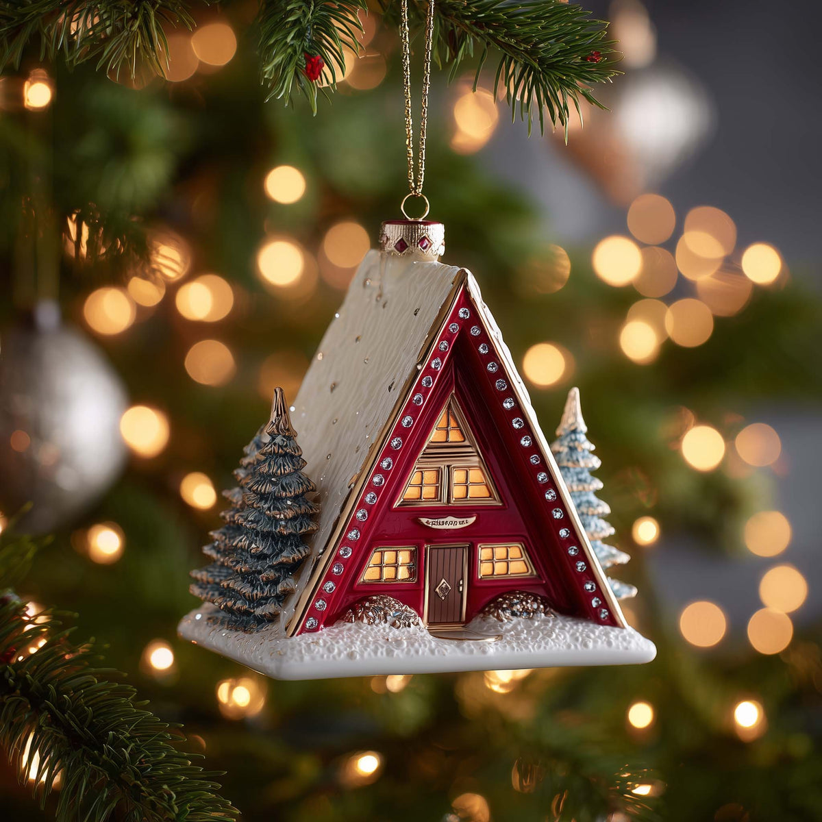 Alpine Chalet Steeple Mica Ornament