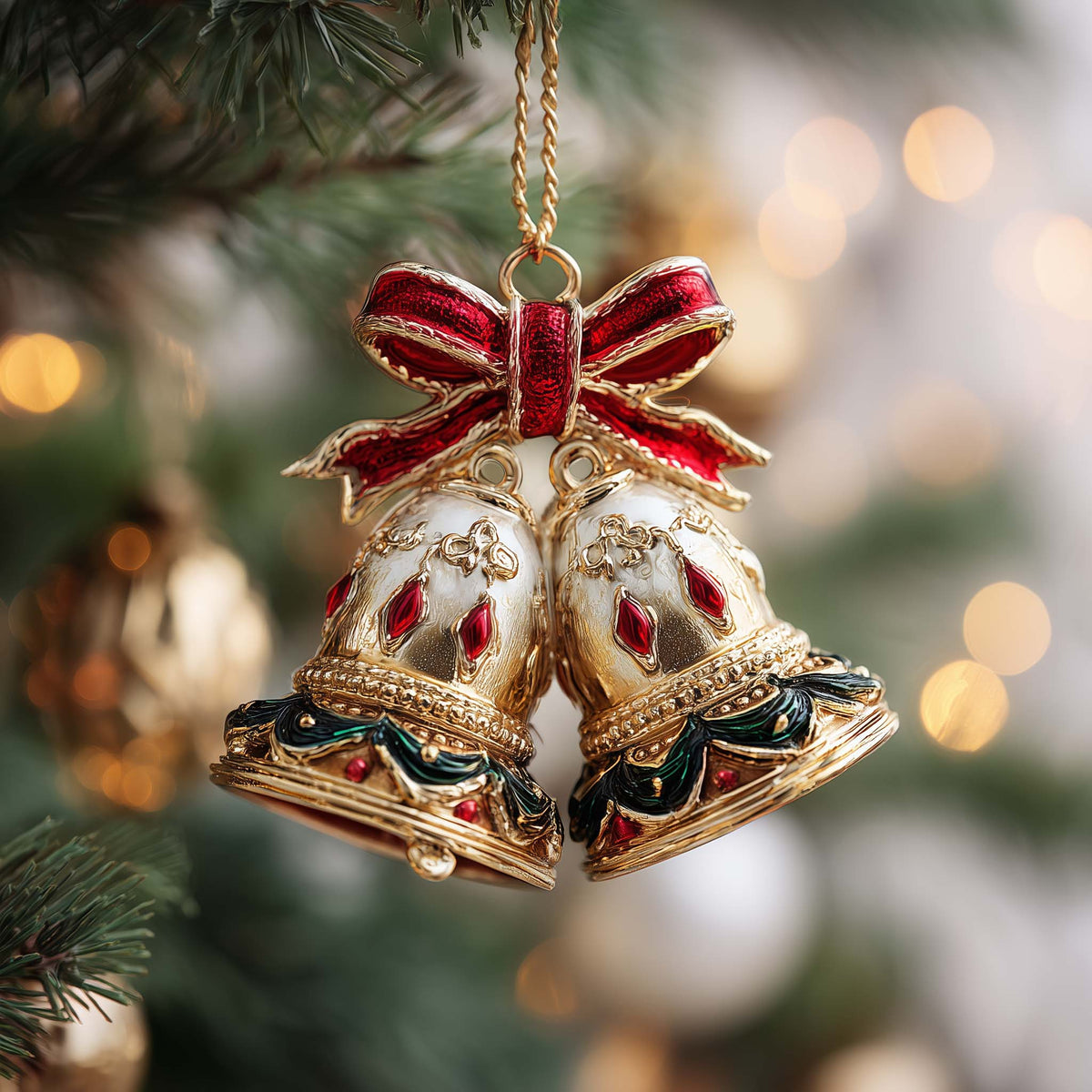 Jeweled Bells Christmas Mica Ornament