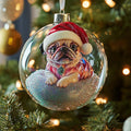 Glossy Pug Charm Sphere Mica Ornament