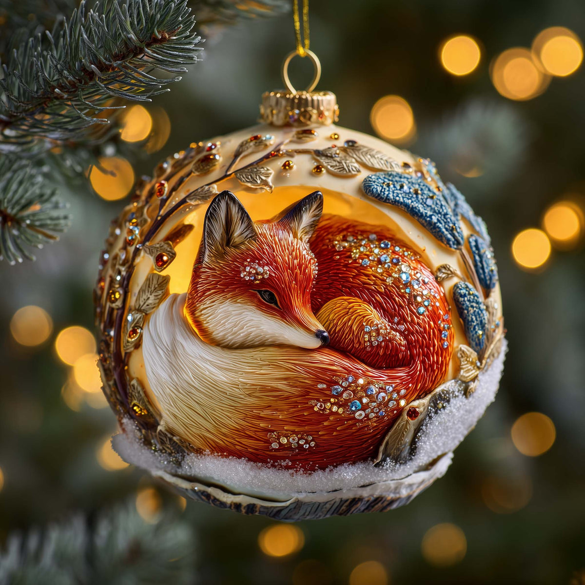 Glistening Russet Vixen Mica Ornament