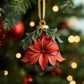 Poinsettia Bell Christmas Mica Ornament