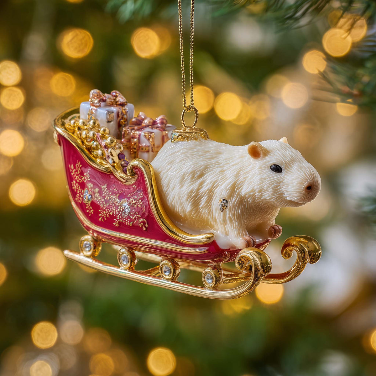 Gentle Rodent Toboggan Mica Ornament