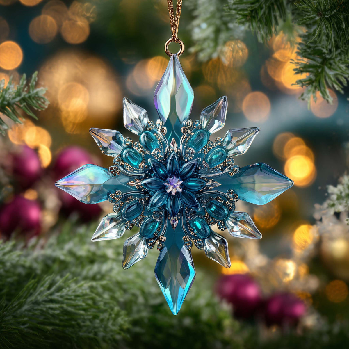 Crystal Snowflake Christmas Mica Ornament