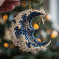 Ornate Moon Christmas Mica Ornament