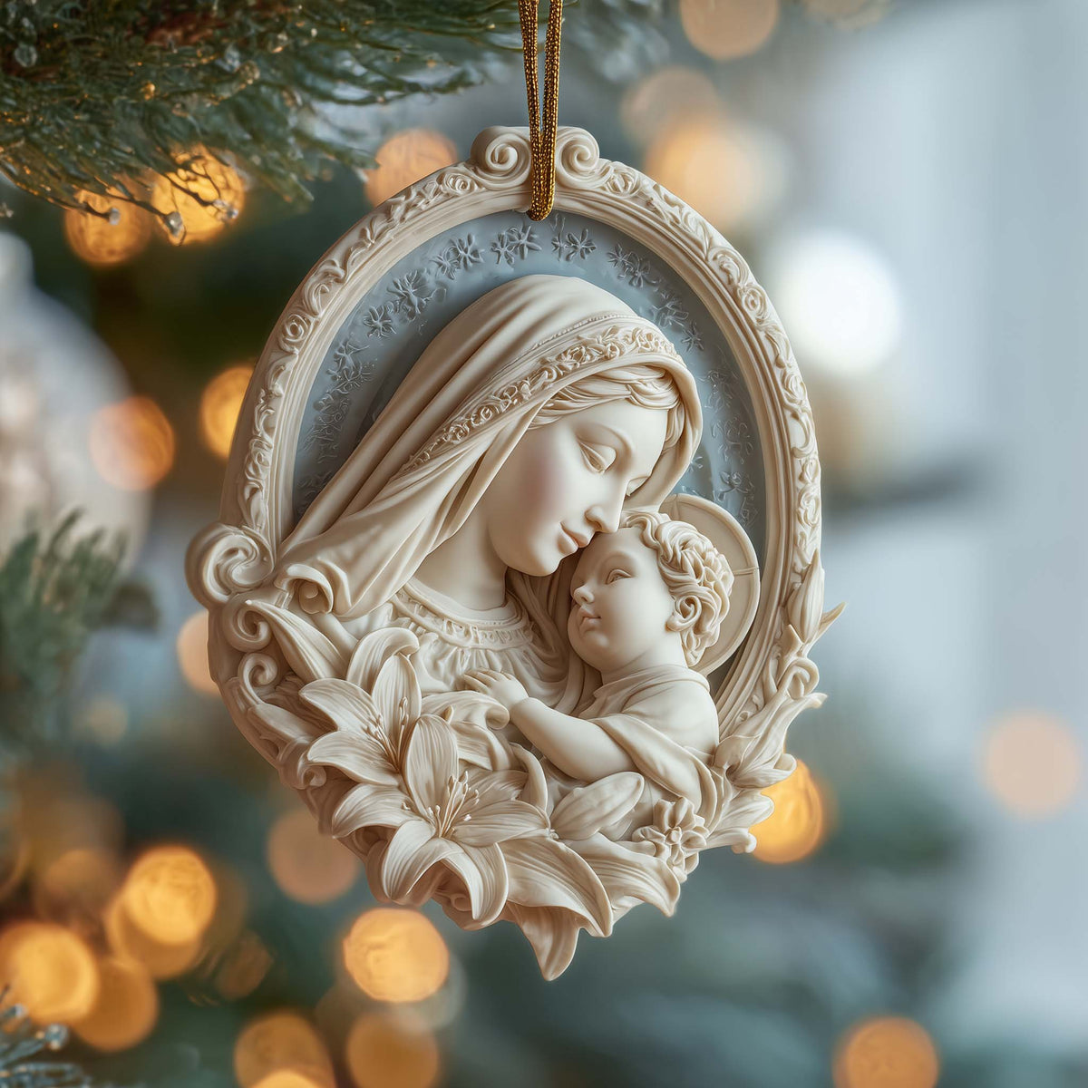 Sacred Maternal Embrace Mica Ornament