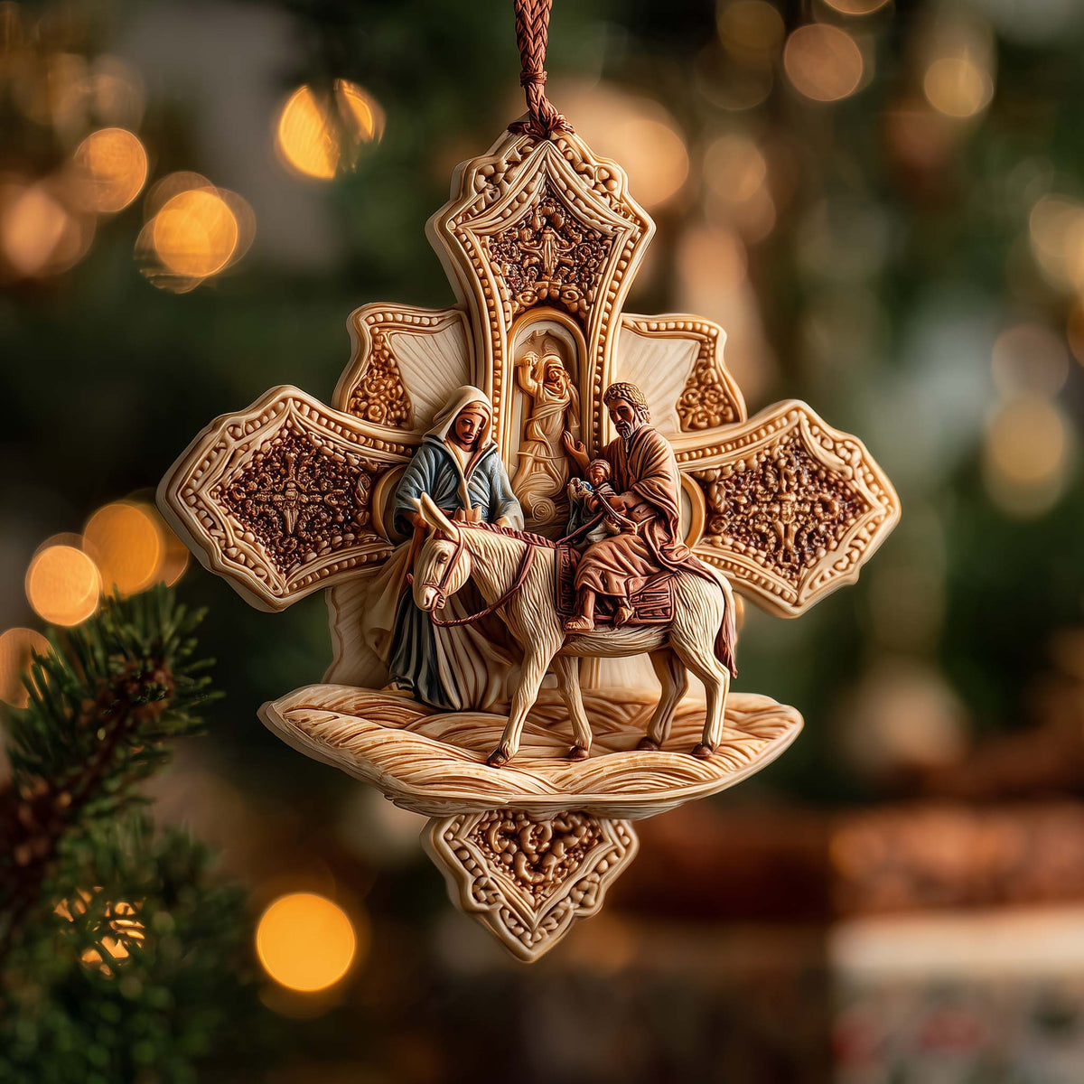Sanctified Manger Cross Mica Ornament