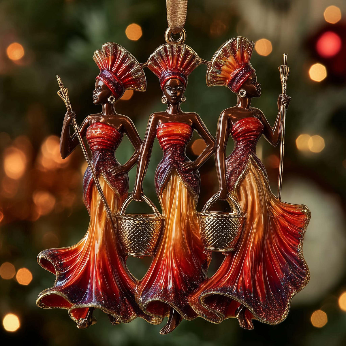 Golden Queens Christmas Mica Ornament