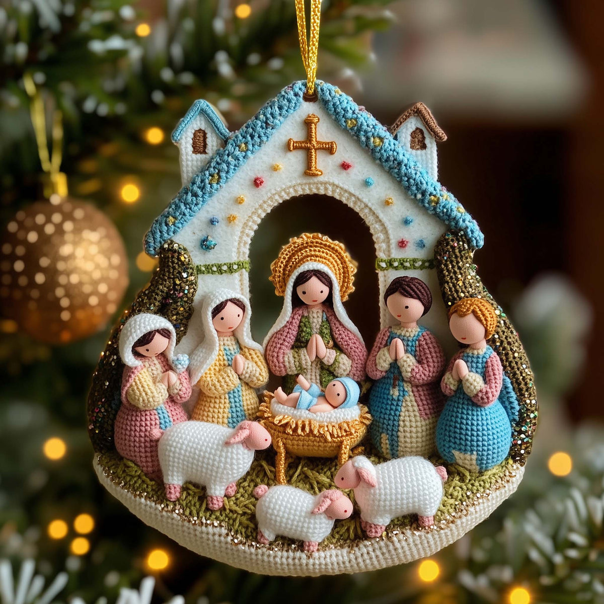 Holy Night Nativity Christmas Mica Ornament