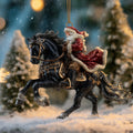 Santa Horseman Christmas Mica Ornament