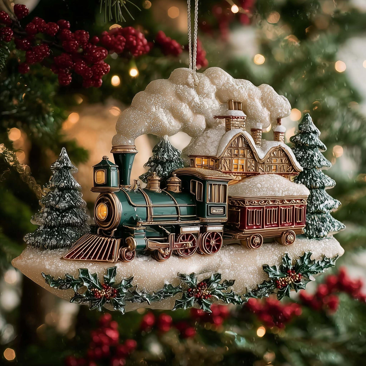 Winter Starlight Railroad Mica Ornament