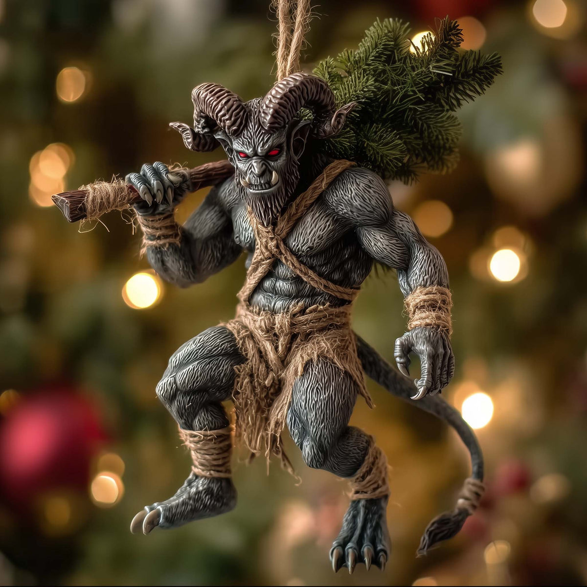 Gothic Horned Goat Krampus Christmas Mica Ornament