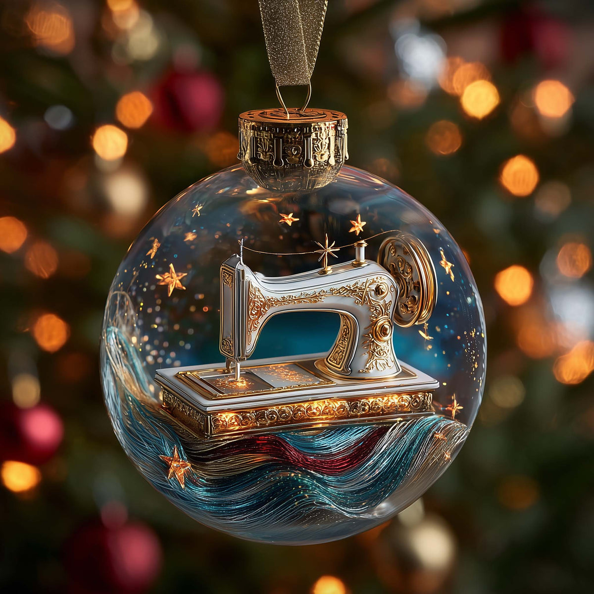 Sewing Machine Christmas Mica Ornament