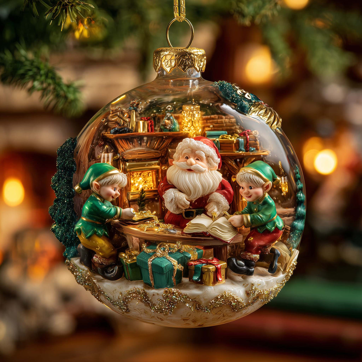 Playful Jolly Elf Christmas Mica Ornament