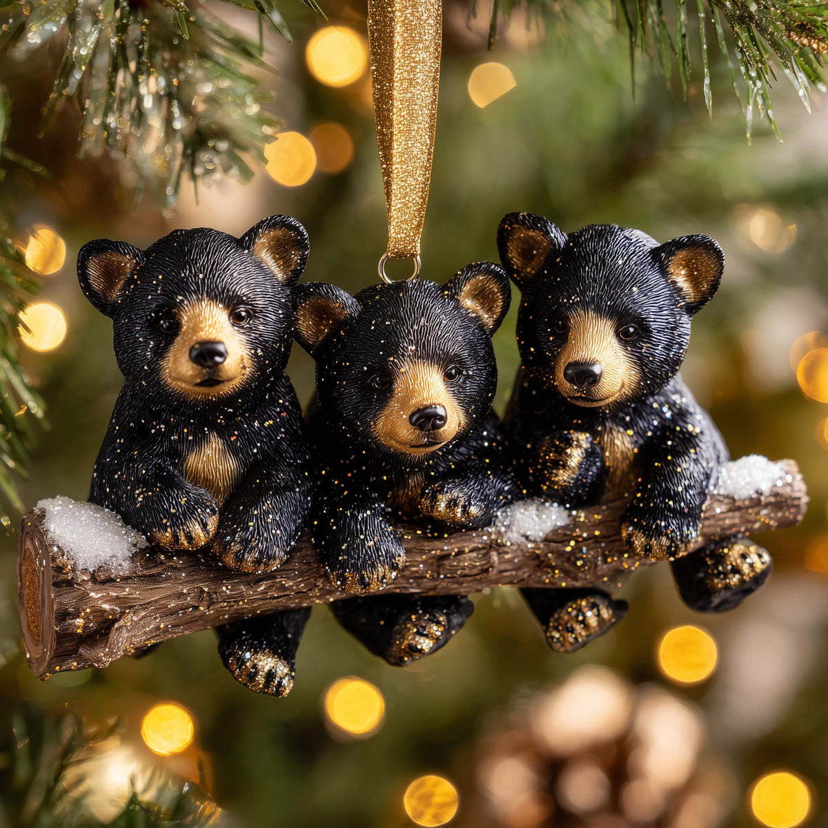 Honey Bear Christmas Mica Ornament