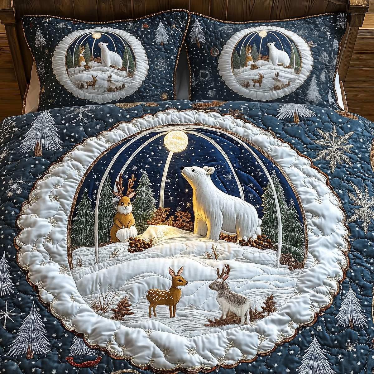 Whimsical Winter 3-Piece Quilted Bedding Set