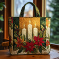 Poinsettia Warmth Quilted Tote Bag