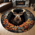 Mystic Autumn Deer Quilted Round Mat