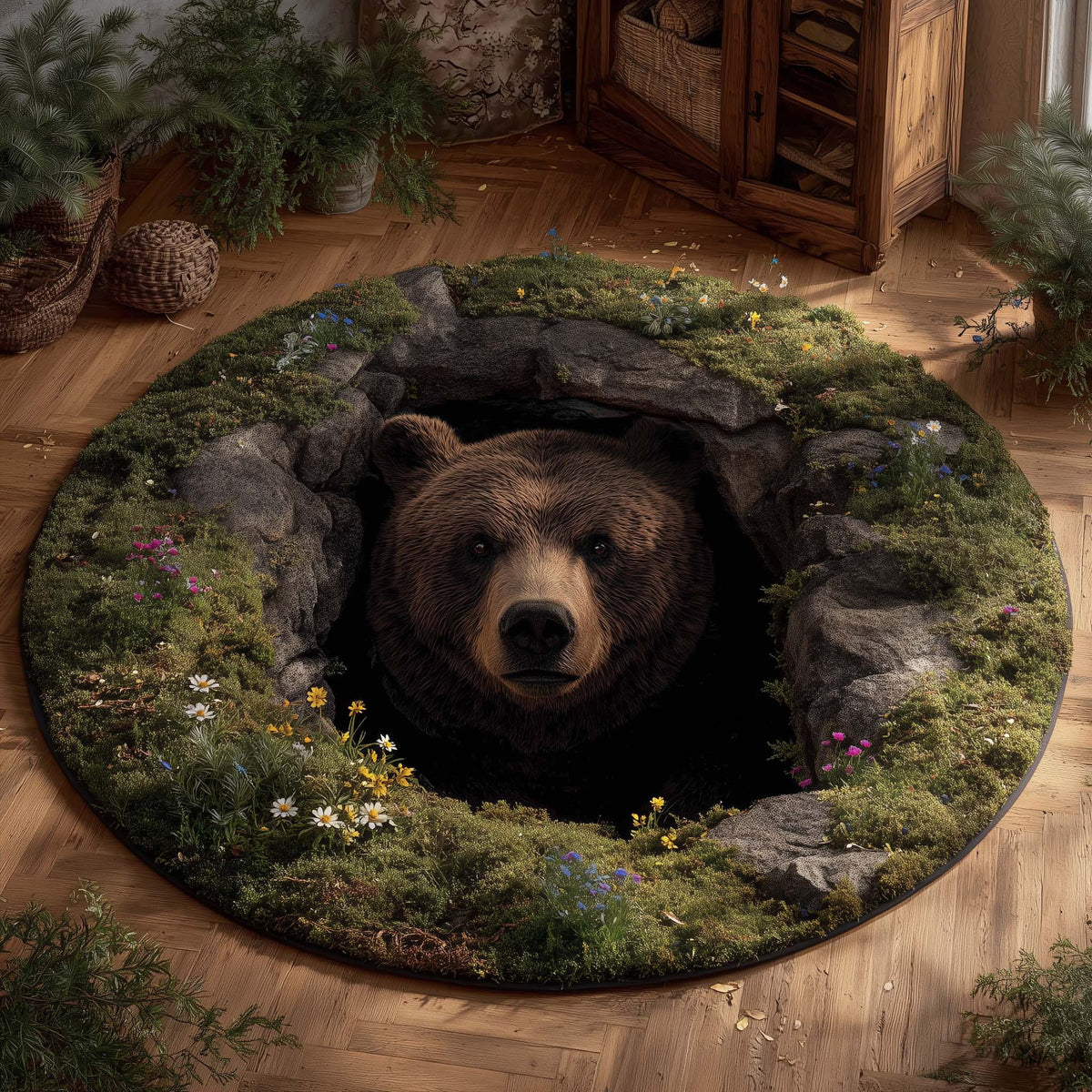 Forest Bear Quilted Round Mat