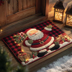 Festive Plaid Santa Christmas Doormat