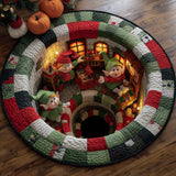 Fantasy Dwarf Cottage Porch Quilted Round Mat