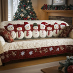 Festive Christmas Snowman Quilted Sofa Cover