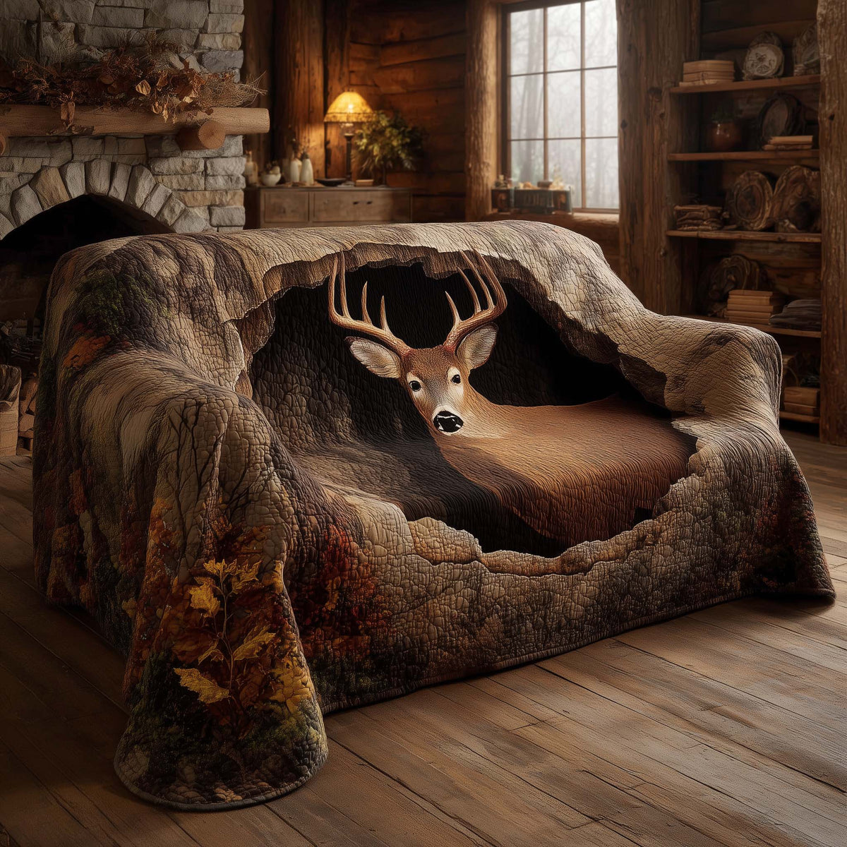 Forest Deer Quilted Sofa Cover