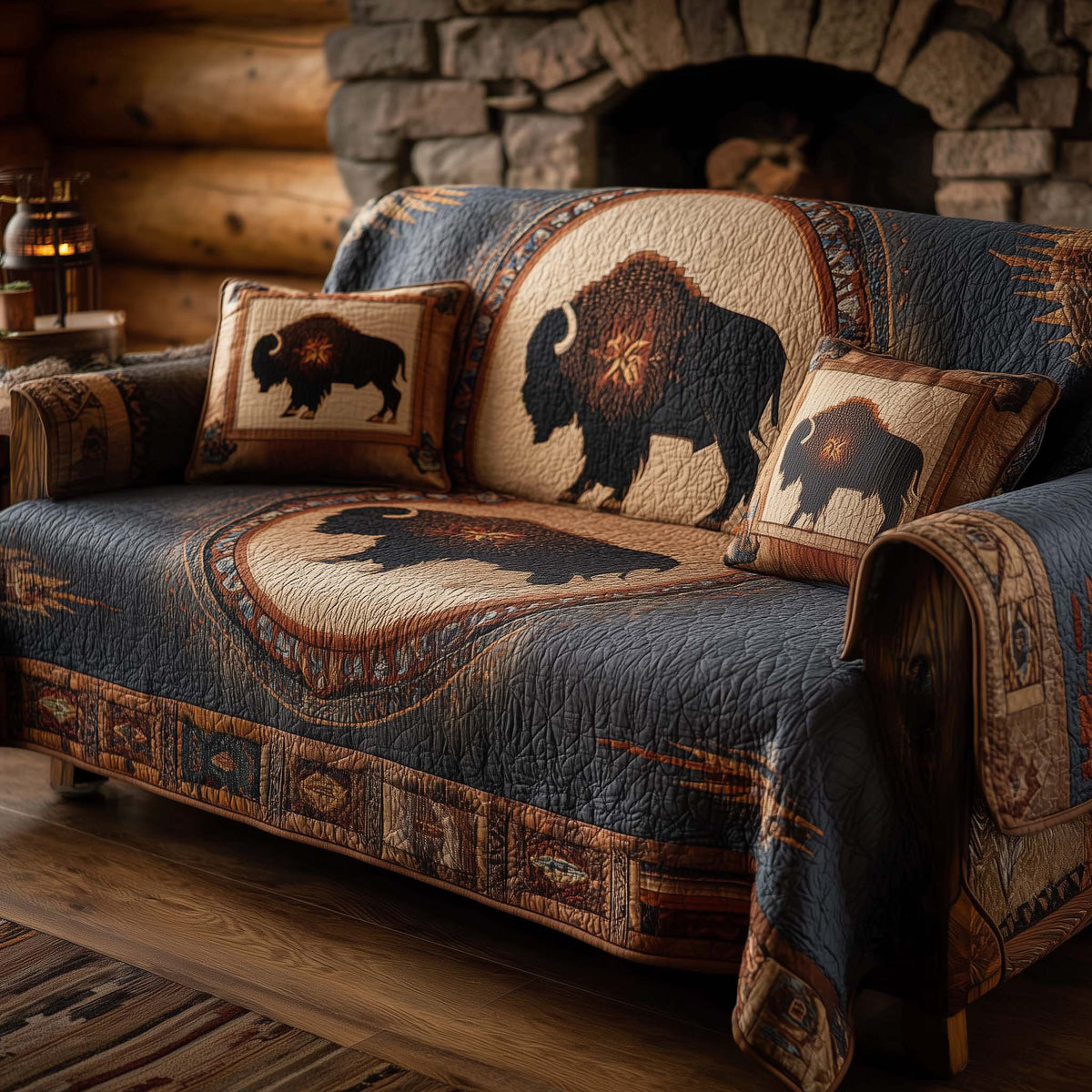 Native Bison Quilted Sofa Cover