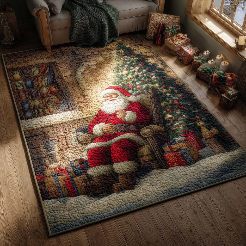 Vintage Fireplace Santa Claus Area Rug