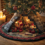 Nordic Christmas Gnomes Quilted Tree Skirt