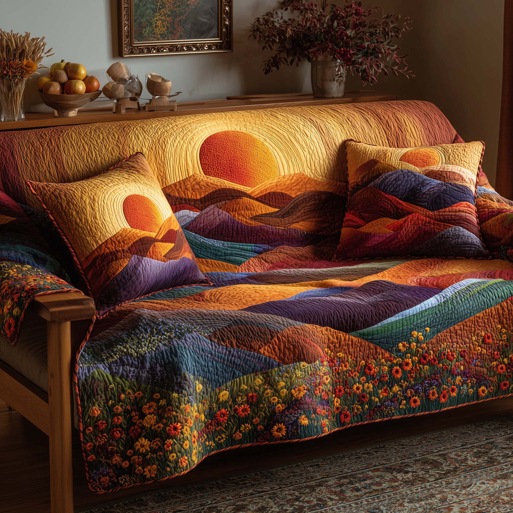 Blossoming Valley Slope Quilted Sofa Cover