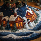 Frosted Topiary Figure Quilted Tree Skirt